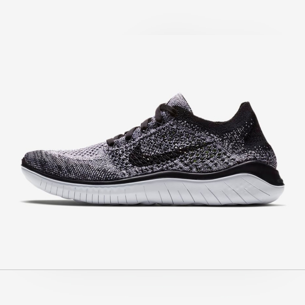 Nike Free Rn Flyknit 2018 White Black Running Shoes Men's  942838-101 Size 10